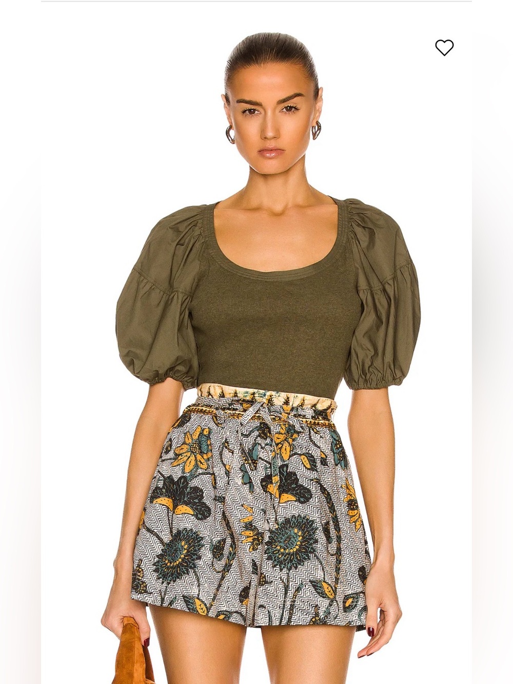 Ulla Johnson Top Shirt Women's sz M Green Military Melange Harlowe Pullover $195